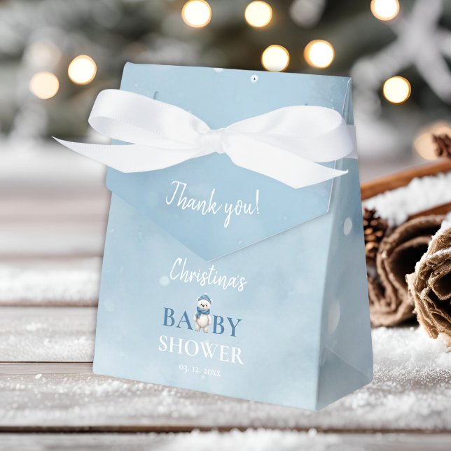 Caja Para Regalos Gracias por el lindo Baby Shower Winter Bear Blue (Subido por el creador)