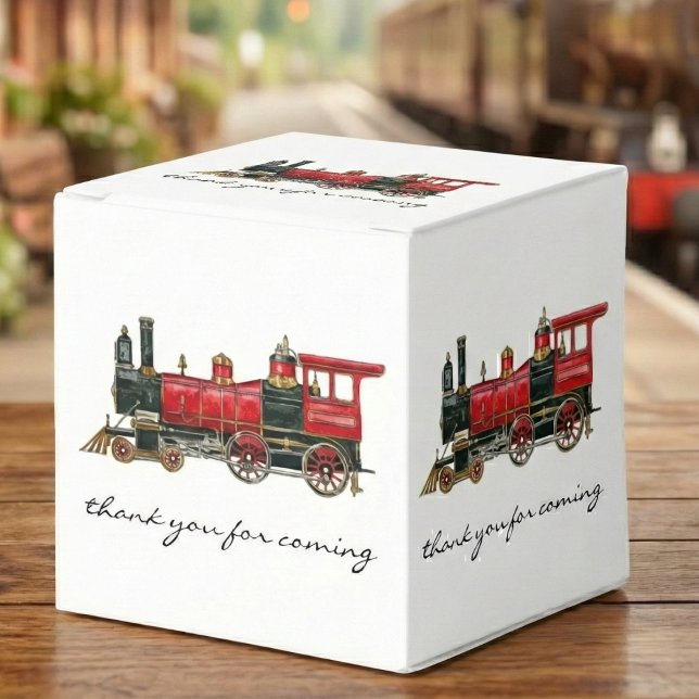 Caja Para Regalos Gracias Por Venir Tren Rojo (Thank You For Coming Red Train Favor Boxes)