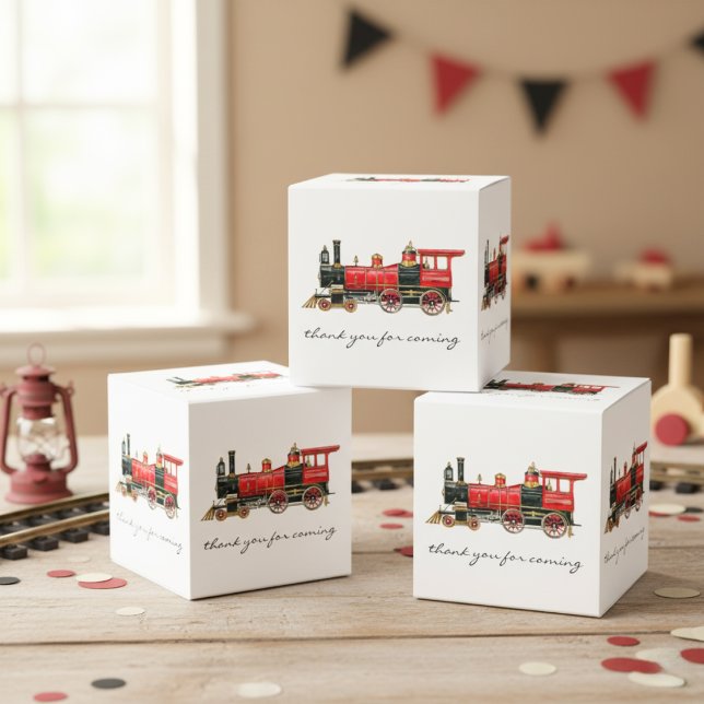 Caja Para Regalos Gracias Por Venir Tren Rojo (Thank You For Coming Red Train Favor Boxes)
