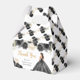Caja Para Regalos Gracias Princesa de vestimenta negra Quinceanera
