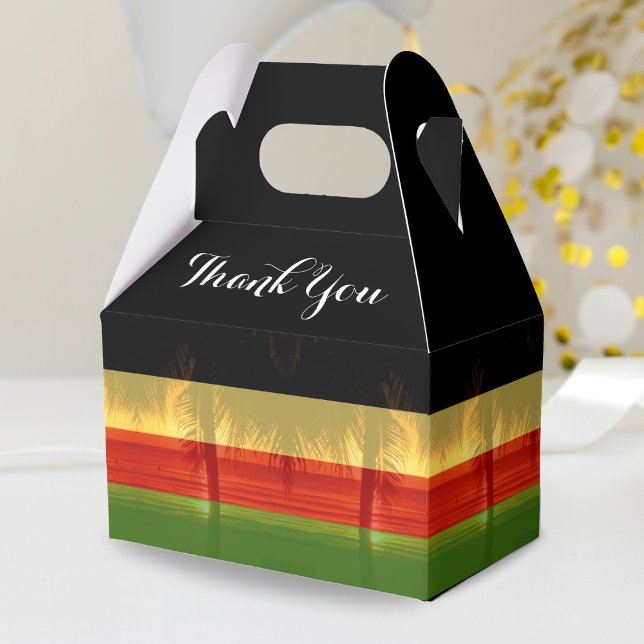 Caja Para Regalos Gracias Rasta Jamaica Beach Palm Tree (Jamaica beach palm tree Jamaican rasta colors thank you favor box)