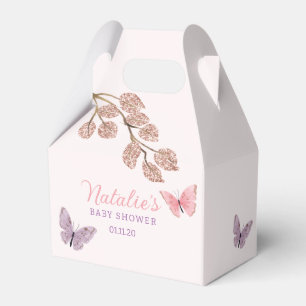 Caja Para Regalos Gracias Rosa Gold Floral Butterfly Baby Shower