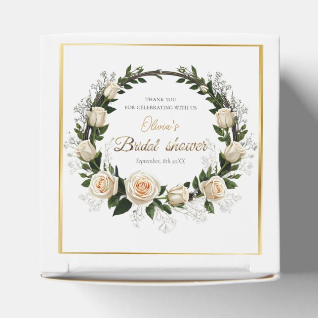 Caja Para Regalos Gracias Rosas Blancas y Aliento de Bebé (Parte superior)