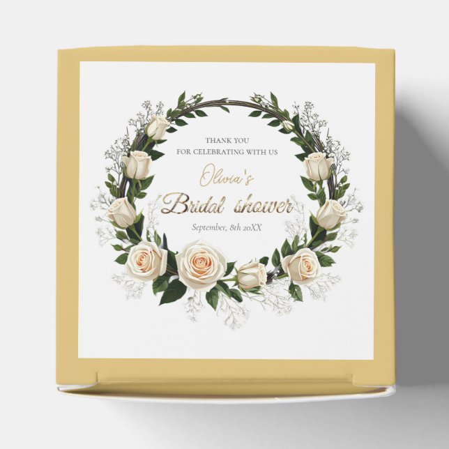 Caja Para Regalos Gracias Rosas Blancas y Aliento de Bebé (Parte superior)