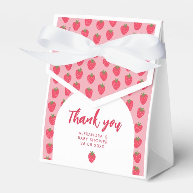 Caja Para Regalos Gracias Strawberry Baby Shower Favor Box (Front Side)