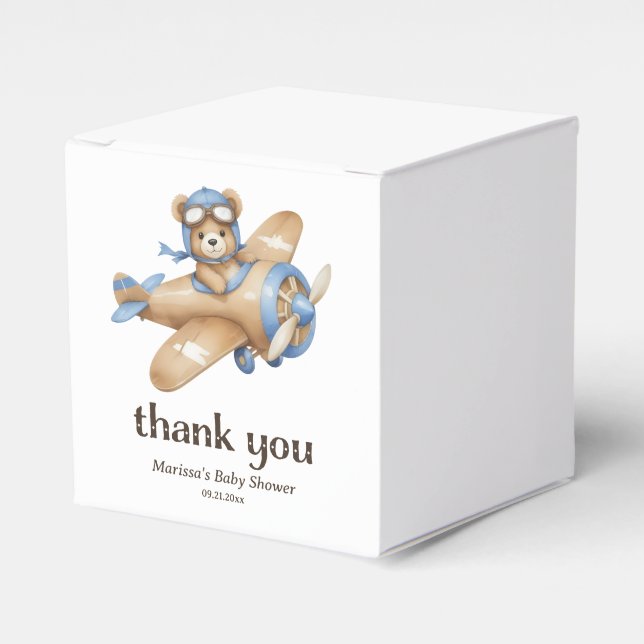 Caja Para Regalos Gracias Teddy Bear Pilot Baby Boy Shower (Costado Anverso)