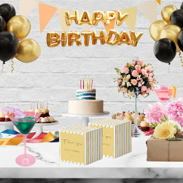 Caja Para Regalos Gracias texto dorado y franjas 50 cumpleaños