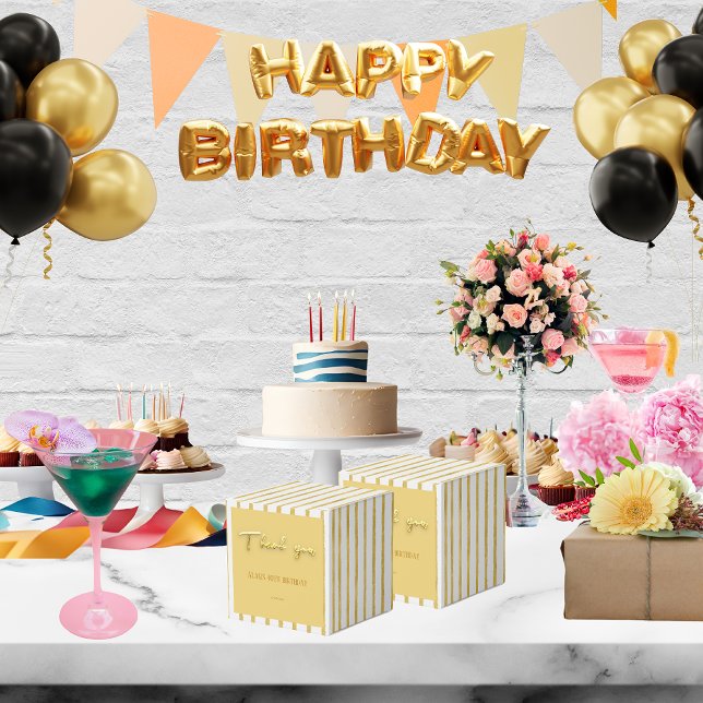 Caja Para Regalos Gracias texto dorado y franjas 50 cumpleaños (Subido por el creador)
