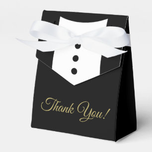 Caja Para Regalos Gracias Tuxedo Black & Gold Boda