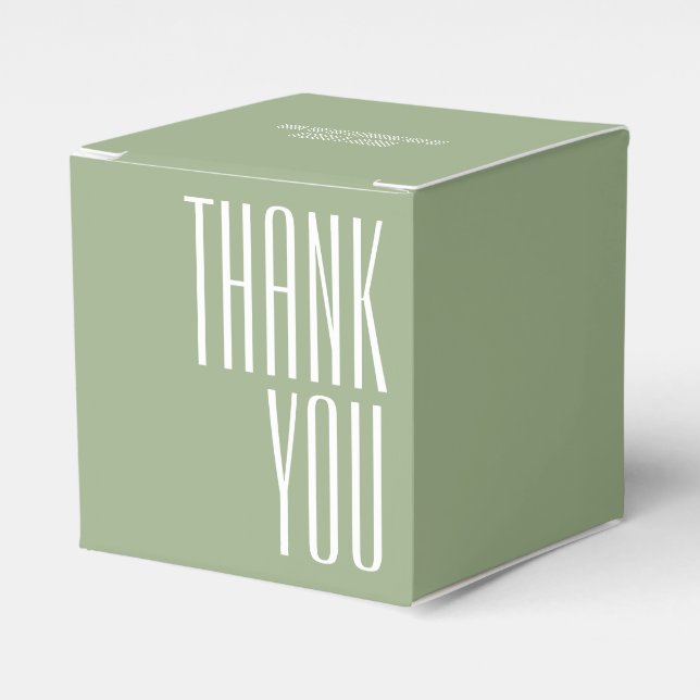 Caja Para Regalos Gracias Typography Sage Green White (Costado Anverso)