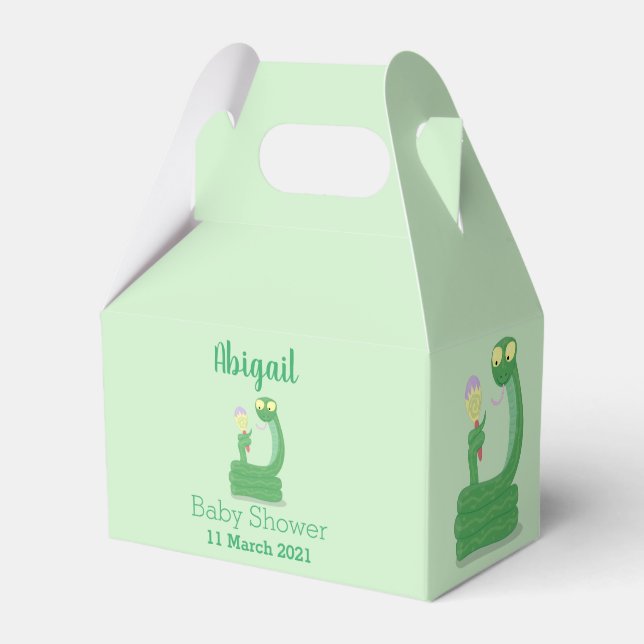 Caja Para Regalos Graciosa serpiente verde con maraca personalizado (Front Side)