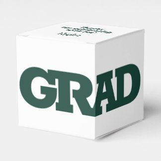 Caja Para Regalos GRAD Partido de Graduación Verde y Blanco Oscuro