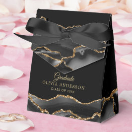 Caja Para Regalos Graduación de Ágata Negra y Dorada Elegante