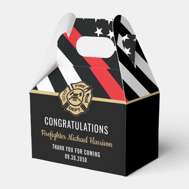 Caja Para Regalos Graduación de Bandera Roja de la Academia de Bombe (Front Side)