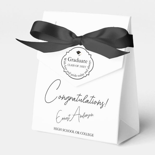 Caja Para Regalos Graduación de Graduación de Black & White Felicita (Front Side)