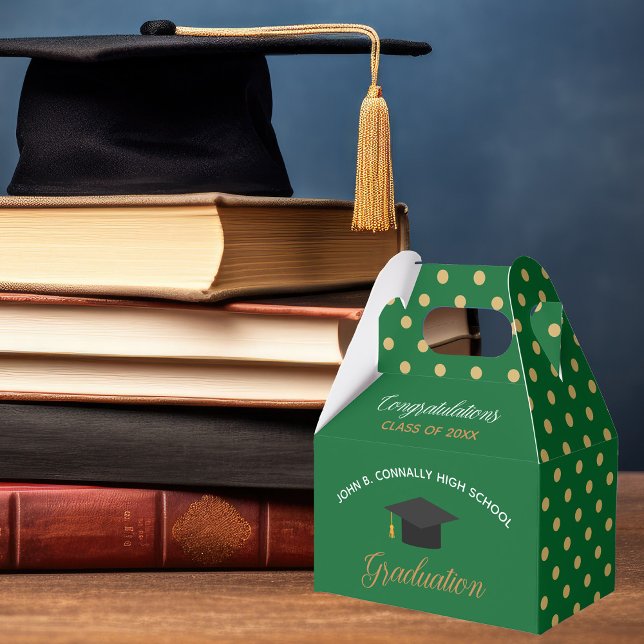 Caja Para Regalos Graduación de oro verde Polka Dot Personalizado 20 (Subido por el creador)