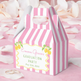 Caja Para Regalos Graduación de rayas rosadas de limón recien gradua