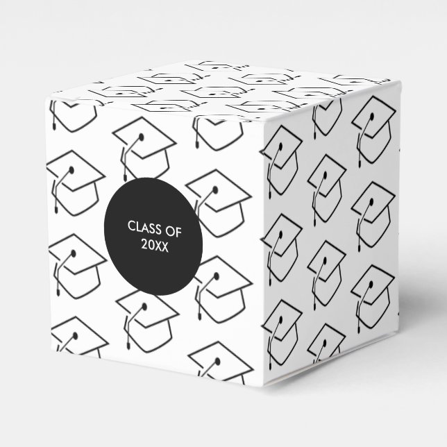 Caja Para Regalos Graduación moderna 2020 Patrón blanco y negro (Costado Anverso)