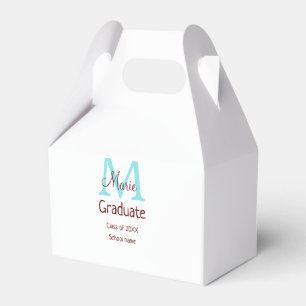 Caja Para Regalos Graduado añadir nombre monograma verde rosa simple