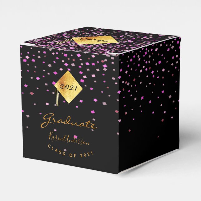 Caja Para Regalos Graduation party 2023 graduate black purple (Costado Anverso)