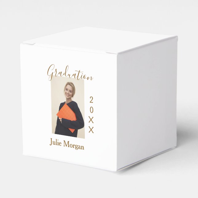 Caja Para Regalos Graduation photo brown golden year 20XX namesimple (Costado Anverso)
