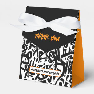 Caja Para Regalos Graffiti Negro Naranja Gracias Cumpleaños