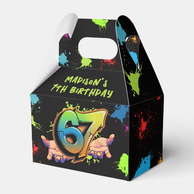 Caja Para Regalos Graffiti Six Seven Birthday Favor Box (Front Side)