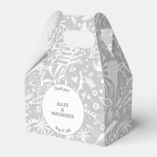Caja Para Regalos Gráfica Gris Gris moderno Floral Botánica
