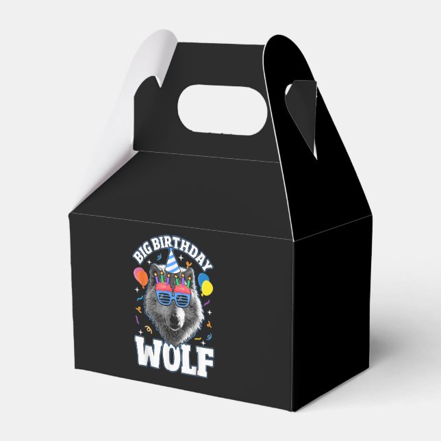Caja Para Regalos Gran Lobo de Cumpleaños para Lobos (Front Side)