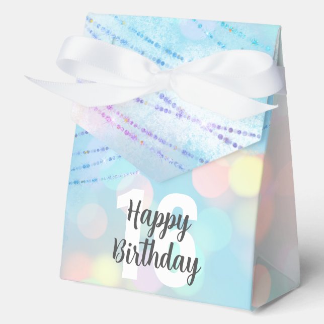 Caja Para Regalos Gran número Bokeh Birthday Favor Box (Anverso)