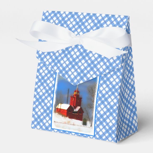 Caja Para Regalos Gran pintura de faro rojo - Arte original (Front Side)