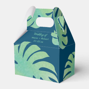 Caja Para Regalos Grandes Hojas de Monstera Verde Botánico Boda