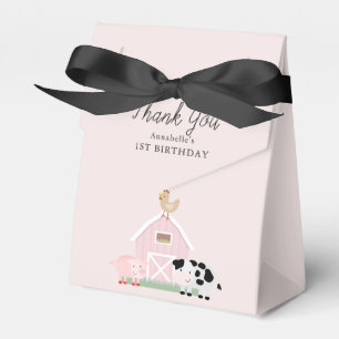 Caja Para Regalos Granja Animales Barnyard Chica rosa Cumpleaños