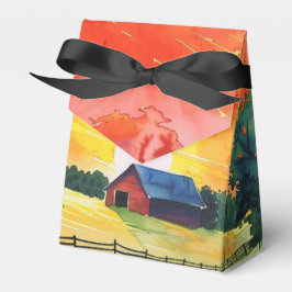 Caja Para Regalos Granja de granero rojo