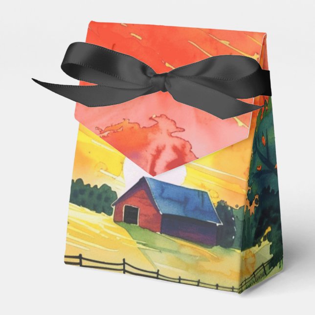 Caja Para Regalos Granja de granero rojo (Front Side)