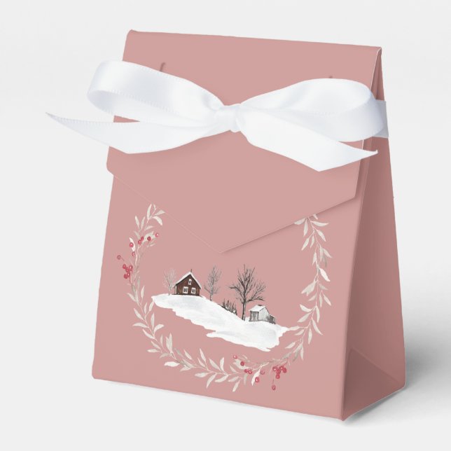 Caja Para Regalos Granja de invierno rodeada de flores de Navidad (Front Side)