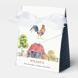 Caja Para Regalos Granja de pollo de grano Rojo Acuarela Niños Cumpl
