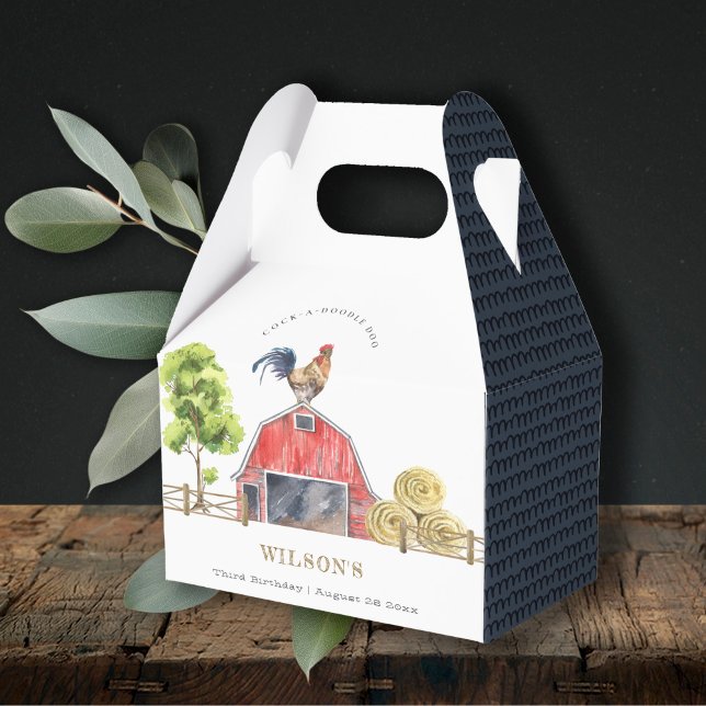 Caja Para Regalos Granja de pollo de grano Rojo Acuarela Niños Cumpl (Subido por el creador)
