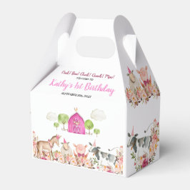 Caja Para Regalos Granja rosa Casa de animales Barnyard Primer cumpl