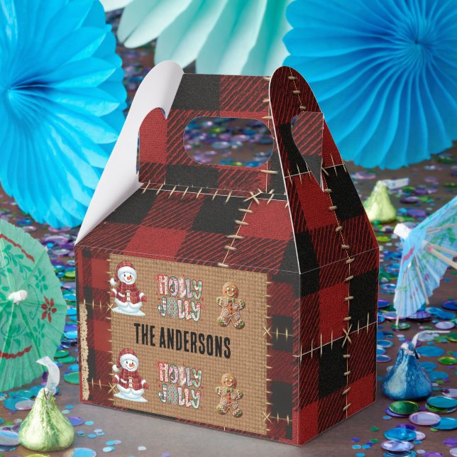 Caja Para Regalos Granja Rústica Rojo Buffalo Plaid Navidad  (Fiesta)