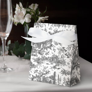 Caja Para Regalos Granja Rústica Vintage Toile Francés-Negro y Blanc