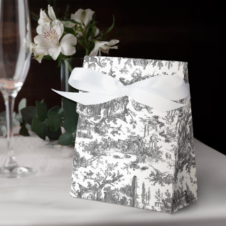 Caja Para Regalos Granja Rústica Vintage Toile Francés-Negro y Blanc