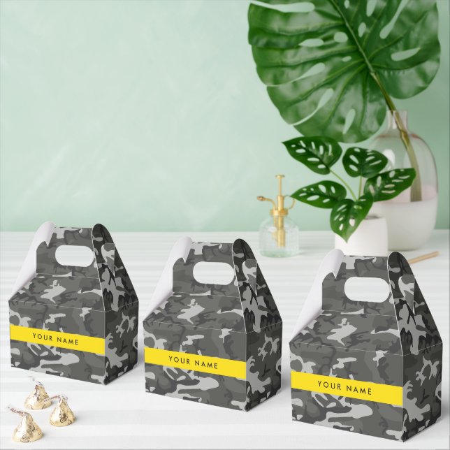 Caja Para Regalos Gray Camouflage Pattern, Your name, Personalize (Múltiple)