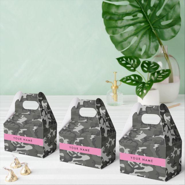 Caja Para Regalos Gray Camouflage Pattern, Your name, Personalize (Múltiple)