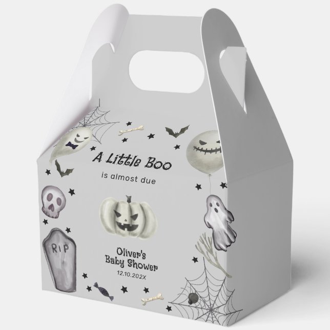 Caja Para Regalos Gray Little Boo Ghost Halloween Boy Baby Shower (Anverso)