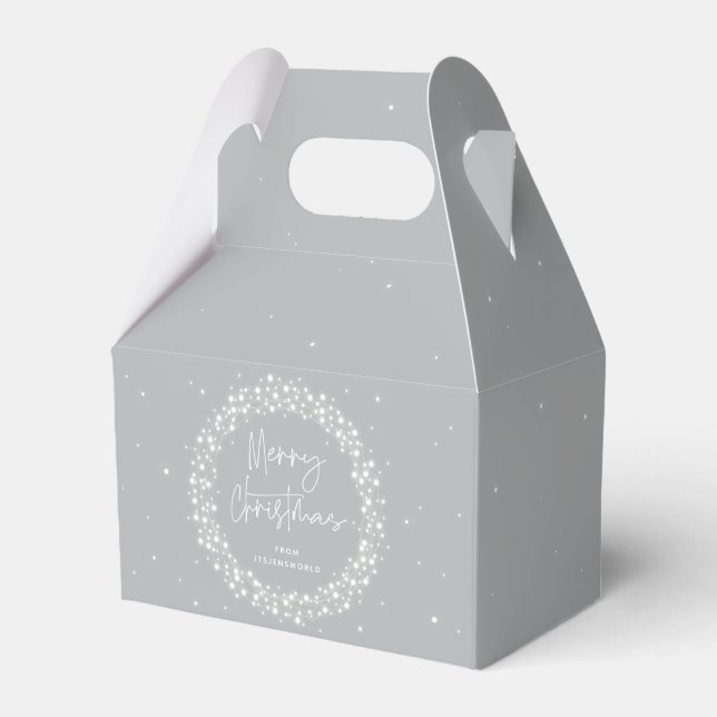 Caja Para Regalos Gray Merry Christmas Sparkling Luces (Front Side)
