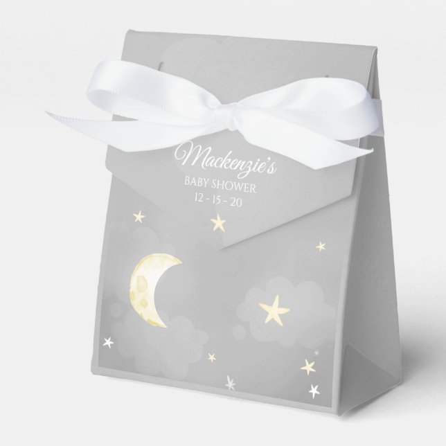 Caja Para Regalos Gray Twinkle Little Star Sky Baby Shower (Front Side)