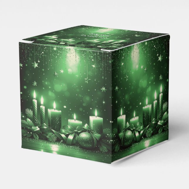 Caja Para Regalos Green Candles Christmas Holiday Favor Box (Costado Anverso)