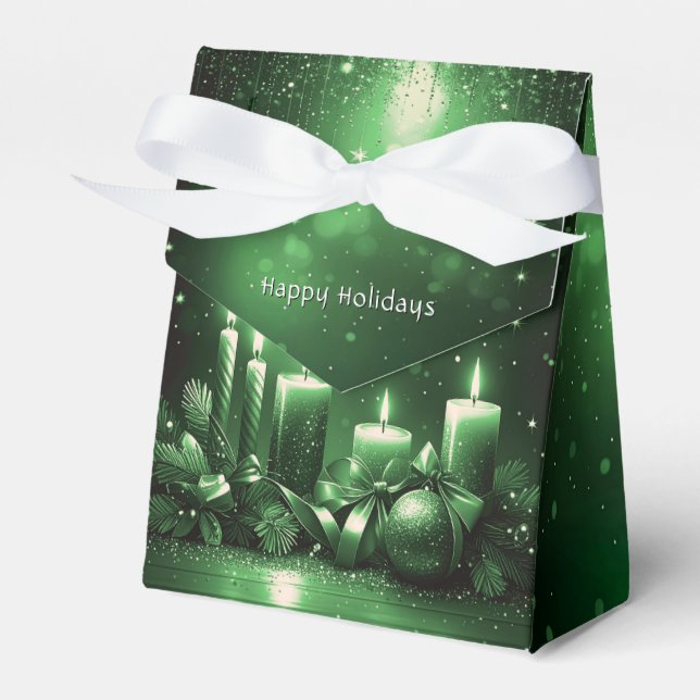 Caja Para Regalos Green Candles Christmas Holiday Gift Box (Front Side)