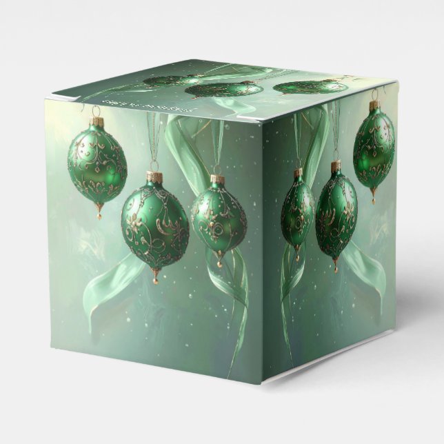 Caja Para Regalos Green Christmas Ball Holiday Favor Box (Costado Anverso)